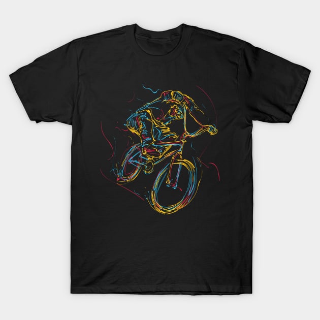 BMX Biker Sports Art T-Shirt by letnothingstopyou